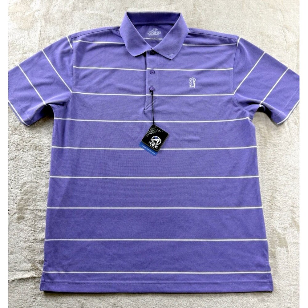 NWT AHEAD Extreme Men's Golf Polo, Purple Size Medium Striped PGA Tour